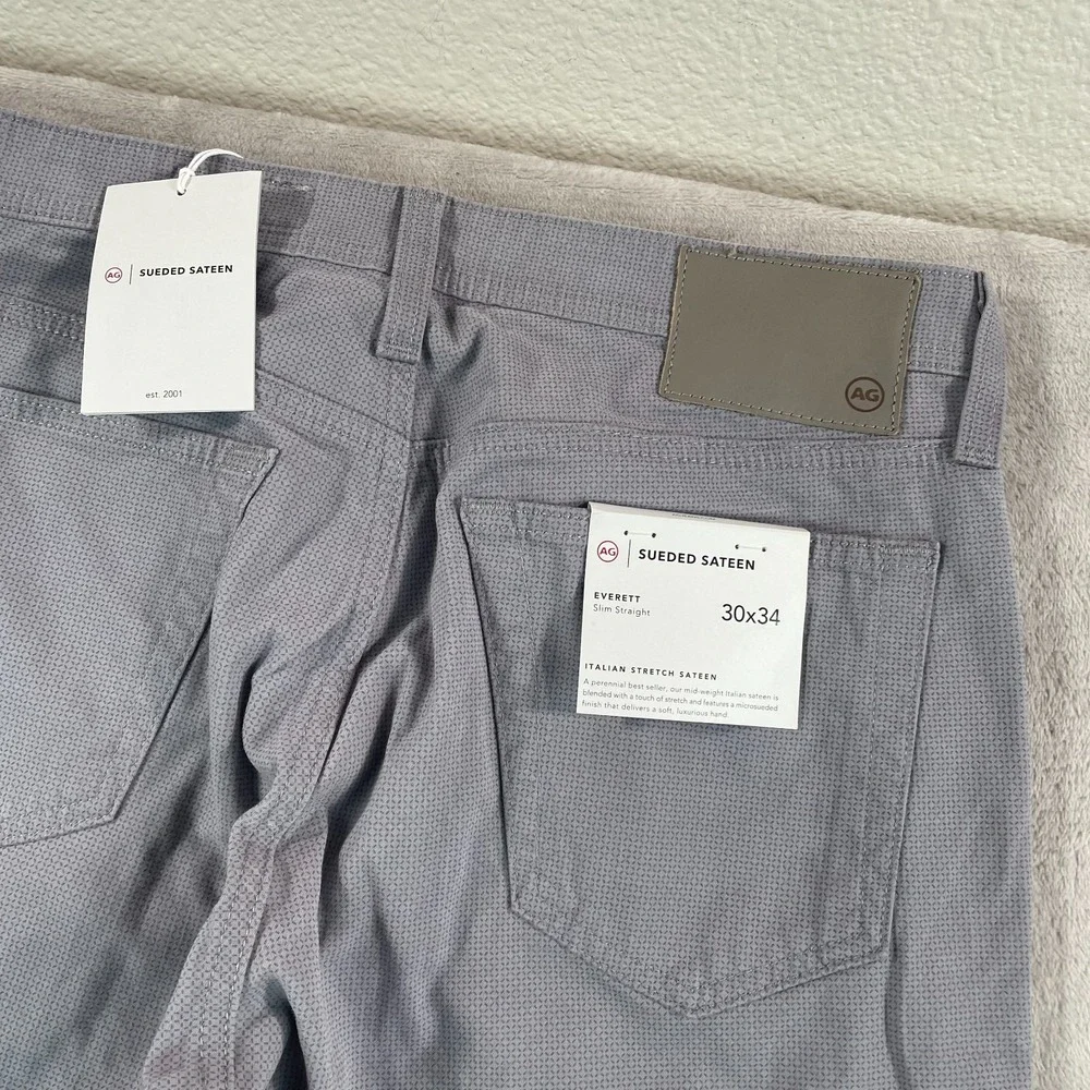 AG Adriano Goldschmied The Everett Slim‎ Straight 30x34 Grey Sueded Sateen NWT